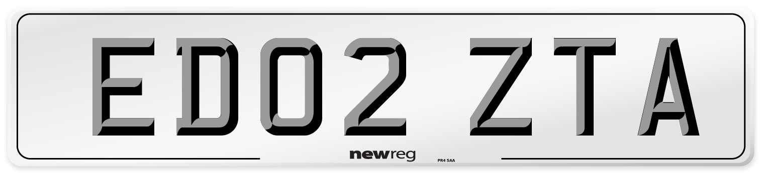 ED02 ZTA Number Plate from New Reg
